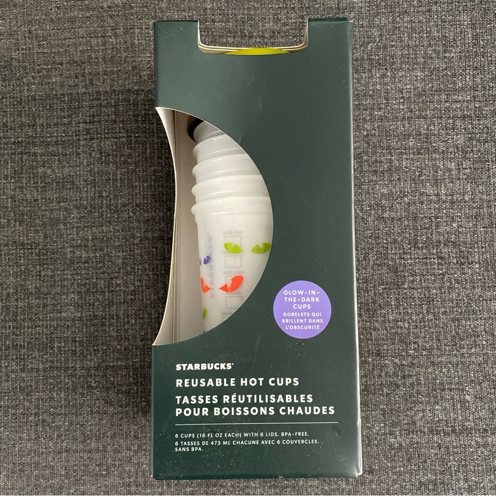 Starbucks Halloween 2022 6 Reusable Glow In The Dark Hot Cups NEW